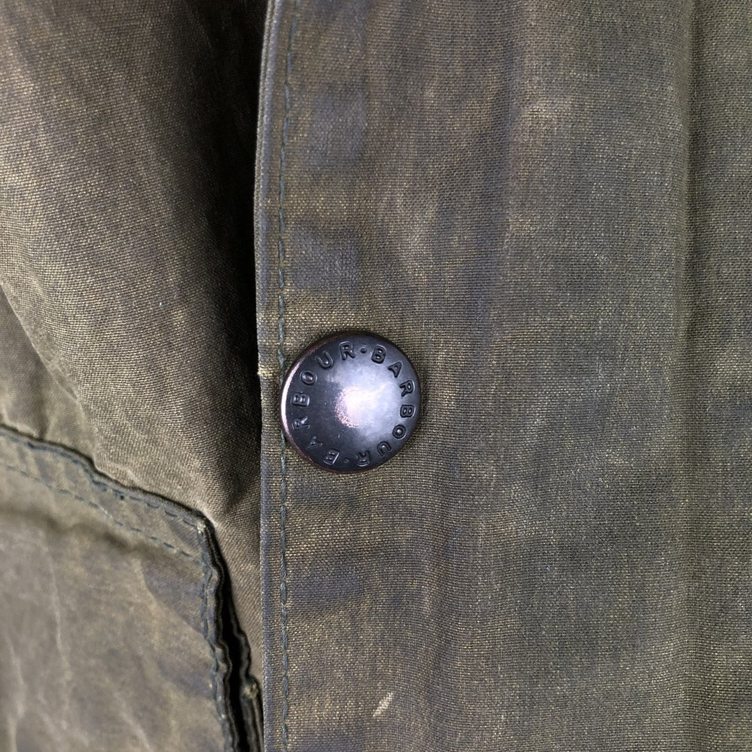80s-90'S Barbour Gamefair Old 3-Warrant Waxed Cotton Oiled Jacket, Made in England, Size C38 (Men's M equivalent) cotton Khaki type Vintage Second Hand