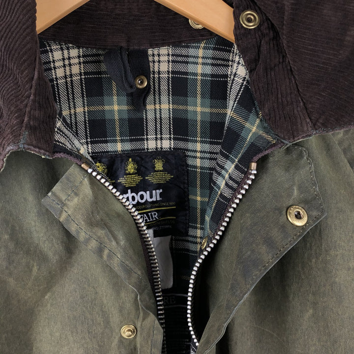80s-90'S Barbour Gamefair Old 3-Warrant Waxed Cotton Oiled Jacket, Made in England, Size C38 (Men's M equivalent) cotton Khaki type Vintage Second Hand