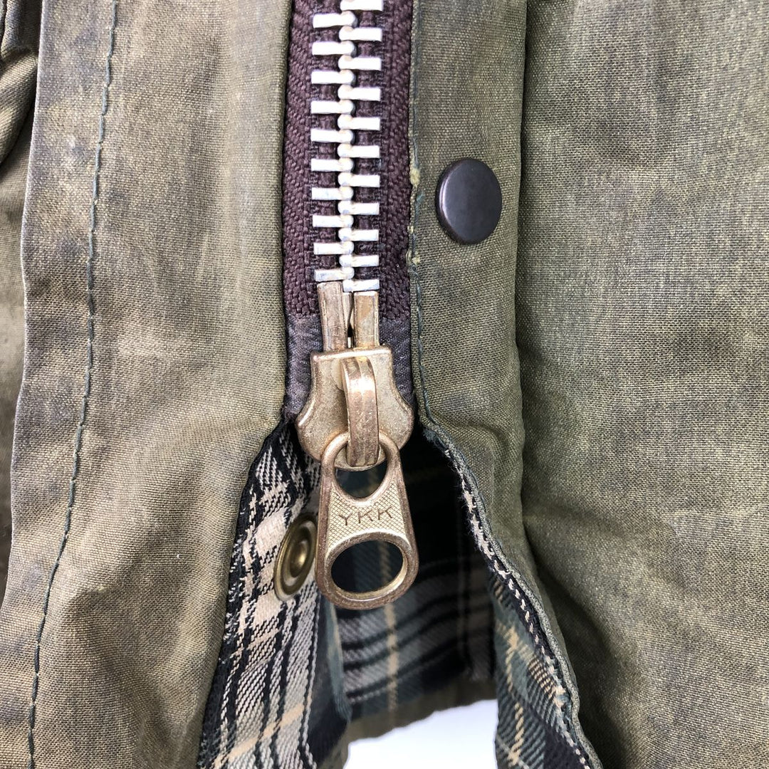 80s-90'S Barbour Gamefair Old 3-Warrant Waxed Cotton Oiled Jacket, Made in England, Size C38 (Men's M equivalent) cotton Khaki type Vintage Second Hand