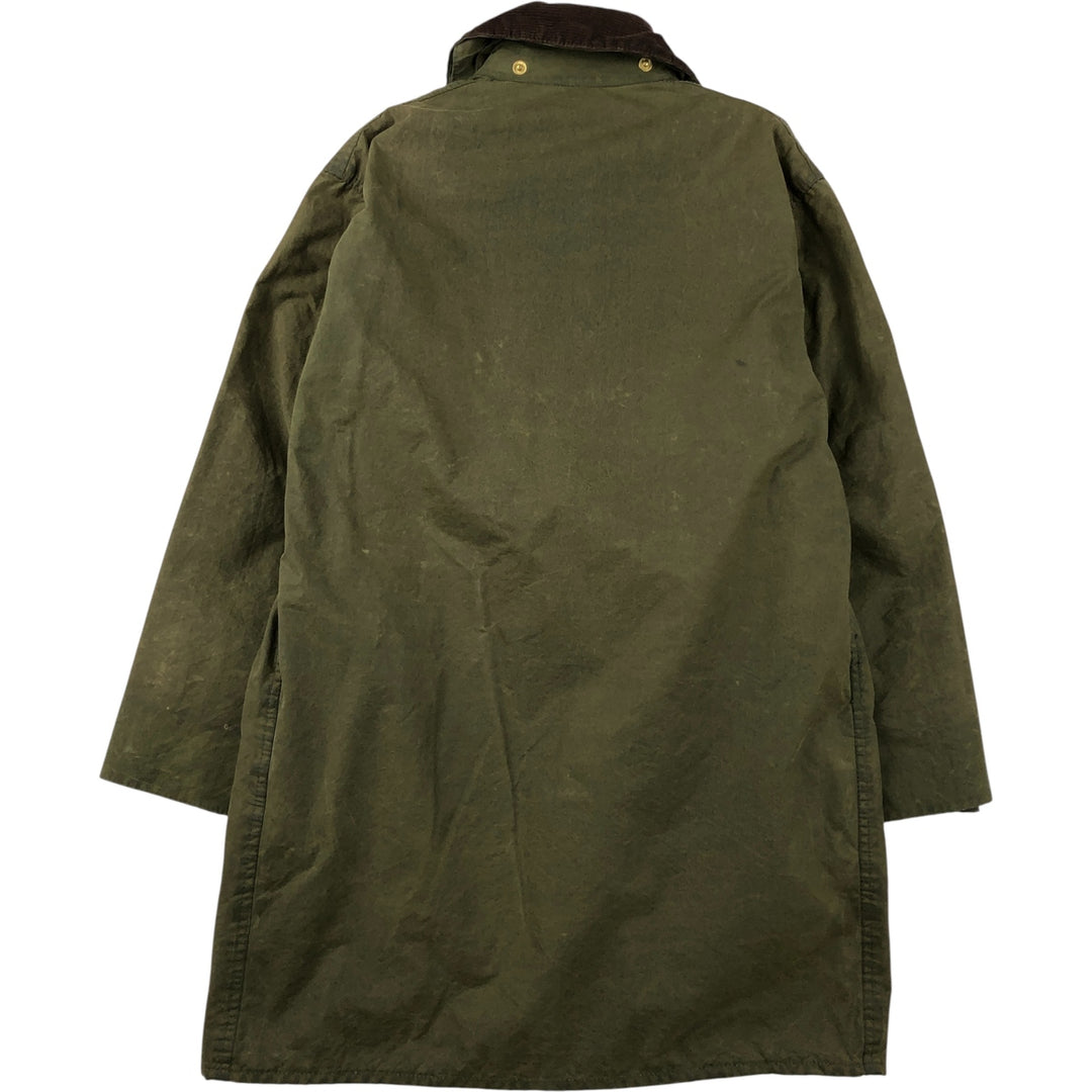 80s-90'S Barbour BORDER (formerly 3 Warrant) waxed cotton oiled jacket, Made in England, C38, Men's Medium cotton Khaki type Vintage Second Hand