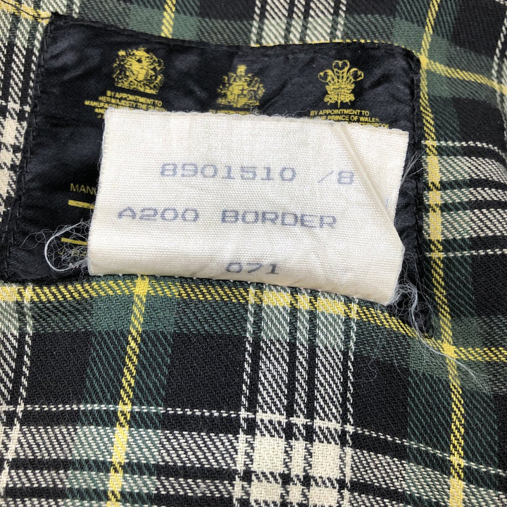 80s-90'S Barbour BORDER (formerly 3 Warrant) waxed cotton oiled jacket, Made in England, C38, Men's Medium cotton Khaki type Vintage Second Hand