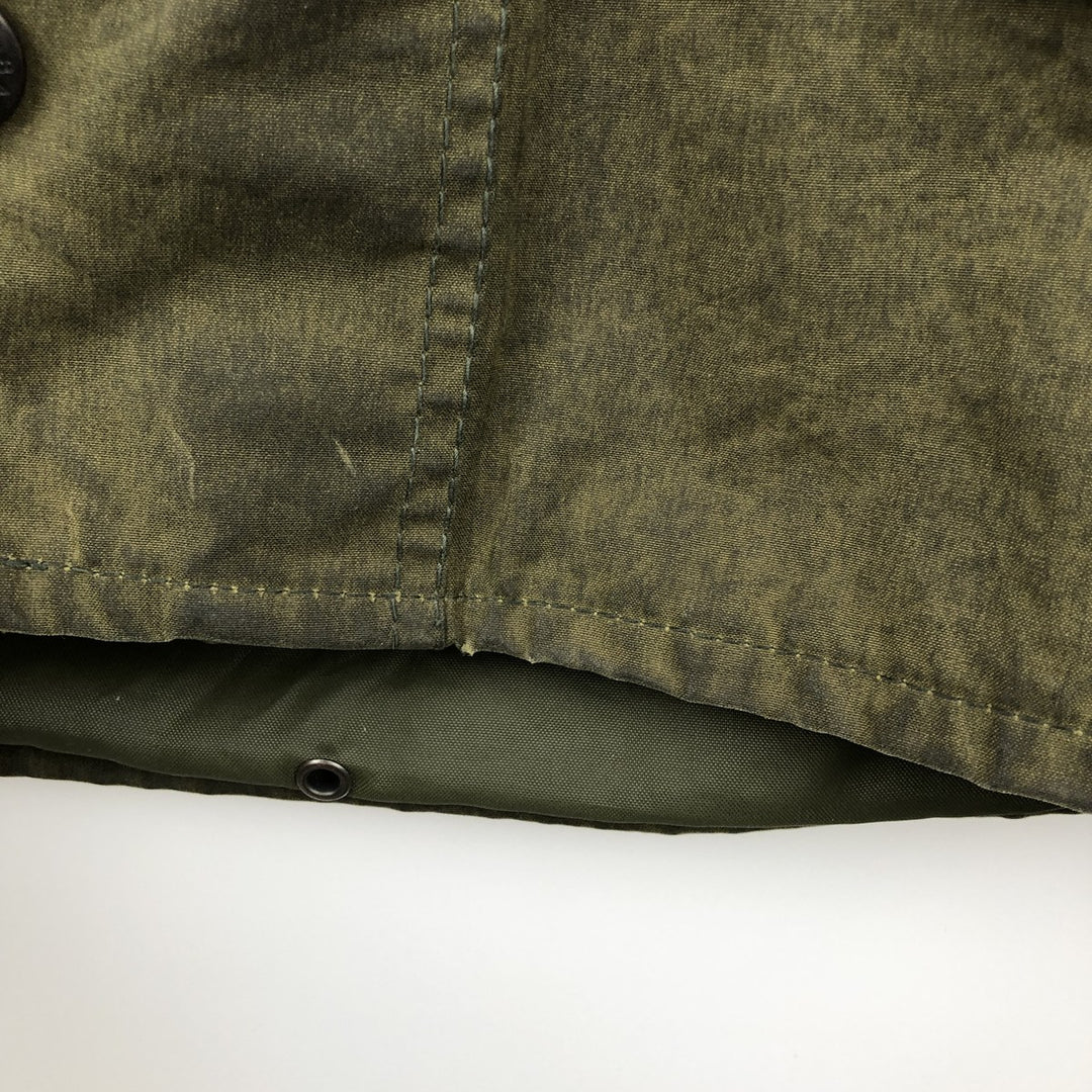 80s-90'S Barbour BORDER (formerly 3 Warrant) waxed cotton oiled jacket, Made in England, C38, Men's Medium cotton Khaki type Vintage Second Hand