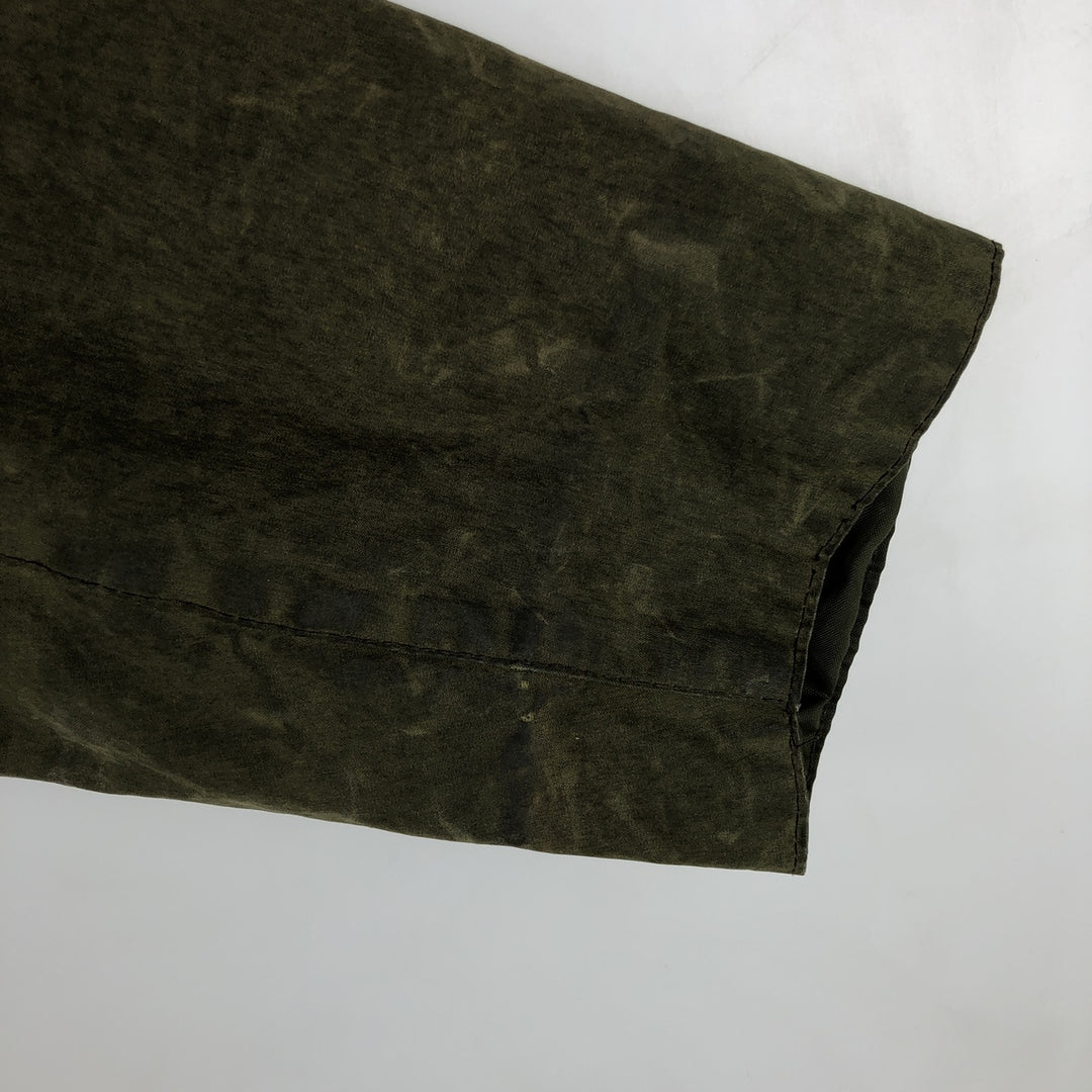 80s-90'S Barbour BORDER (formerly 3 Warrant) waxed cotton oiled jacket, Made in England, C38, Men's Medium cotton Khaki type Vintage Second Hand