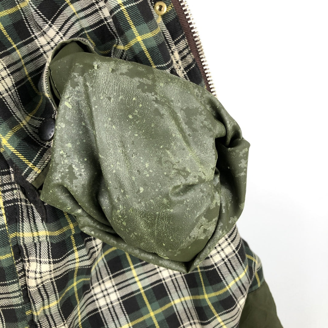 80s-90'S Barbour BORDER (formerly 3 Warrant) waxed cotton oiled jacket, Made in England, C38, Men's Medium cotton Khaki type Vintage Second Hand