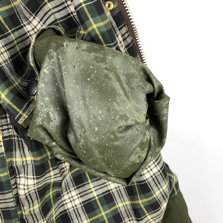 80s-90'S Barbour BORDER (formerly 3 Warrant) waxed cotton oiled jacket, Made in England, C38, Men's Medium cotton Khaki type Vintage Second Hand