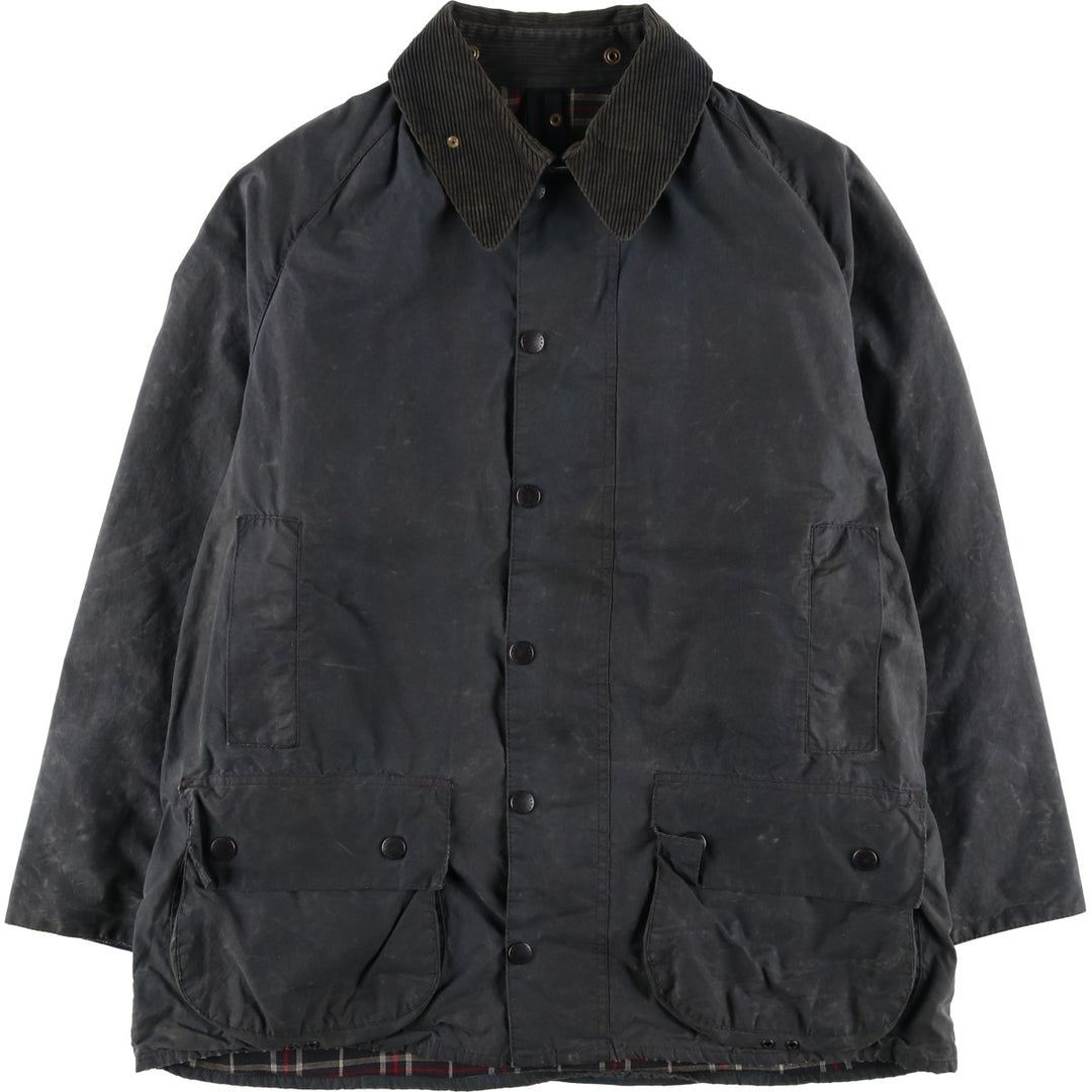 Vintage 1980s-1990'S Barbour Beaufort 3 Warrant Oiled Hunting Jacket, Made in England, C44, Men's Size L cotton navy blue type Vintage Second Hand