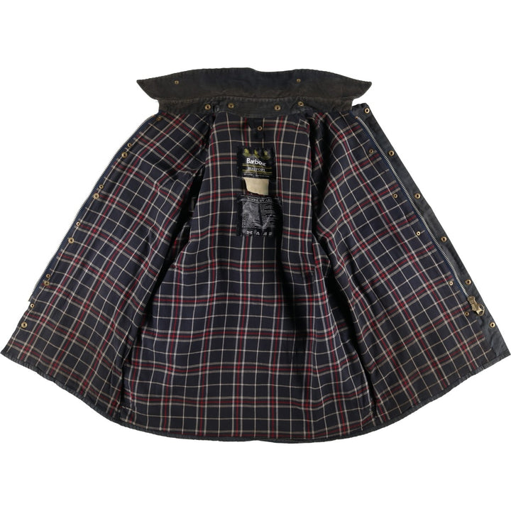 Vintage 1980s-1990'S Barbour Beaufort 3 Warrant Oiled Hunting Jacket, Made in England, C44, Men's Size L cotton navy blue type Vintage Second Hand