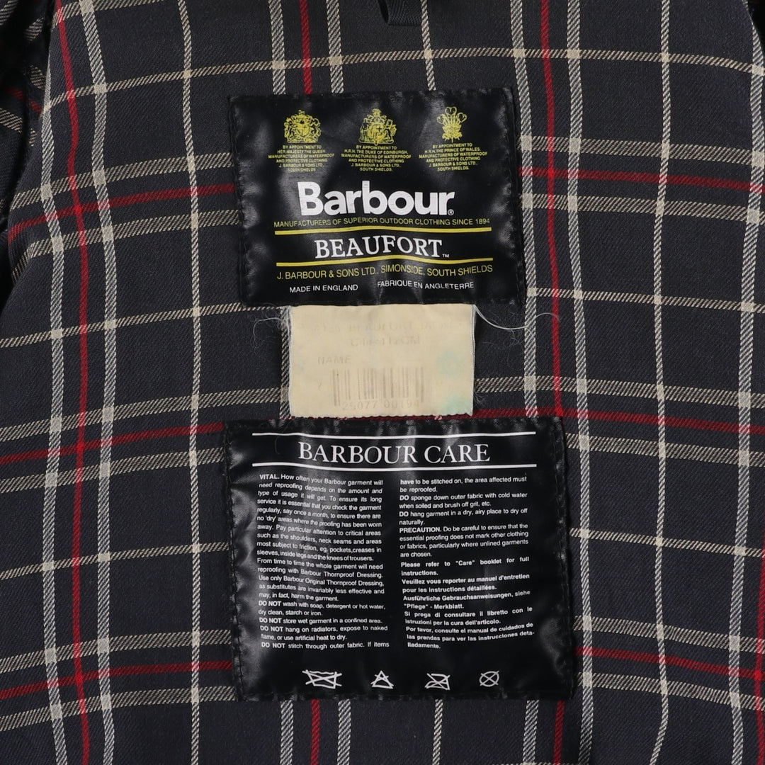 Vintage 1980s-1990'S Barbour Beaufort 3 Warrant Oiled Hunting Jacket, Made in England, C44, Men's Size L cotton navy blue type Vintage Second Hand