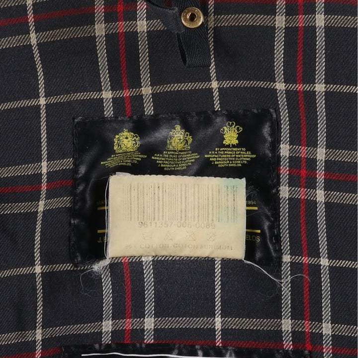 Vintage 1980s-1990'S Barbour Beaufort 3 Warrant Oiled Hunting Jacket, Made in England, C44, Men's Size L cotton navy blue type Vintage Second Hand