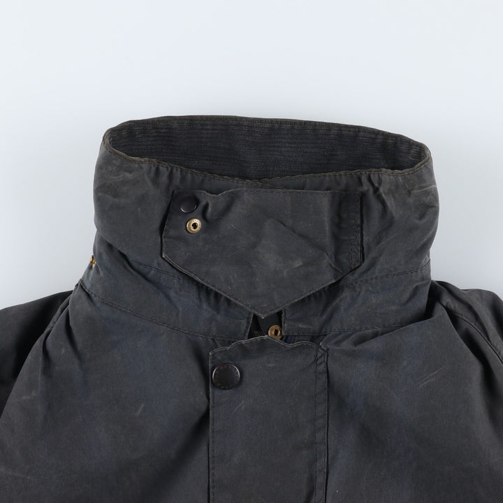 Vintage 1980s-1990'S Barbour Beaufort 3 Warrant Oiled Hunting Jacket, Made in England, C44, Men's Size L cotton navy blue type Vintage Second Hand