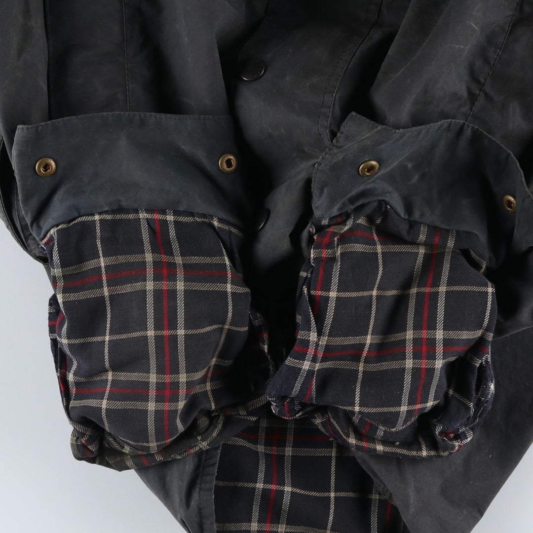 Vintage 1980s-1990'S Barbour Beaufort 3 Warrant Oiled Hunting Jacket, Made in England, C44, Men's Size L cotton navy blue type Vintage Second Hand