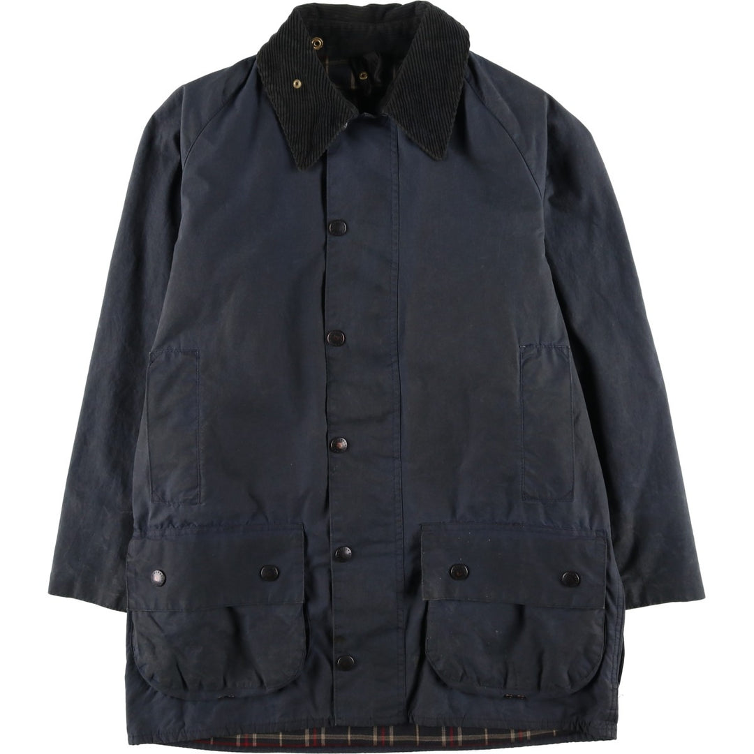 Vintage 1980s-1990'S Barbour Beaufort 3 Warrant Oiled Hunting Jacket, Made in England, C38, Men's Size Medium cotton navy blue type Vintage Second Hand