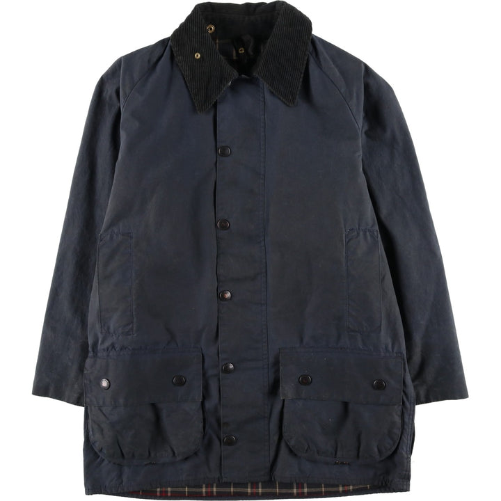Vintage 1980s-1990'S Barbour Beaufort 3 Warrant Oiled Hunting Jacket, Made in England, C38, Men's Size Medium cotton navy blue type Vintage Second Hand