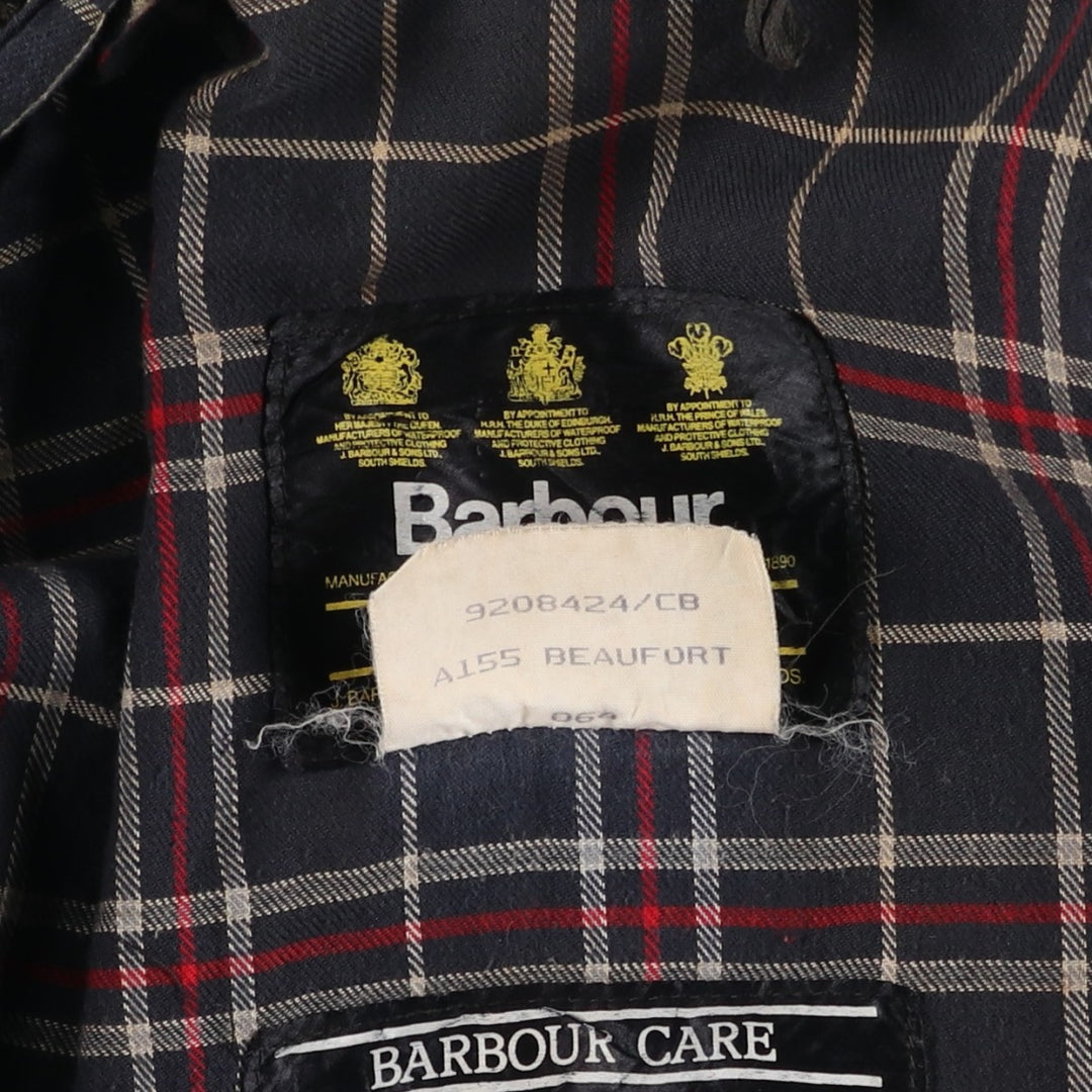 Vintage 1980s-1990'S Barbour Beaufort 3 Warrant Oiled Hunting Jacket, Made in England, C38, Men's Size Medium cotton navy blue type Vintage Second Hand
