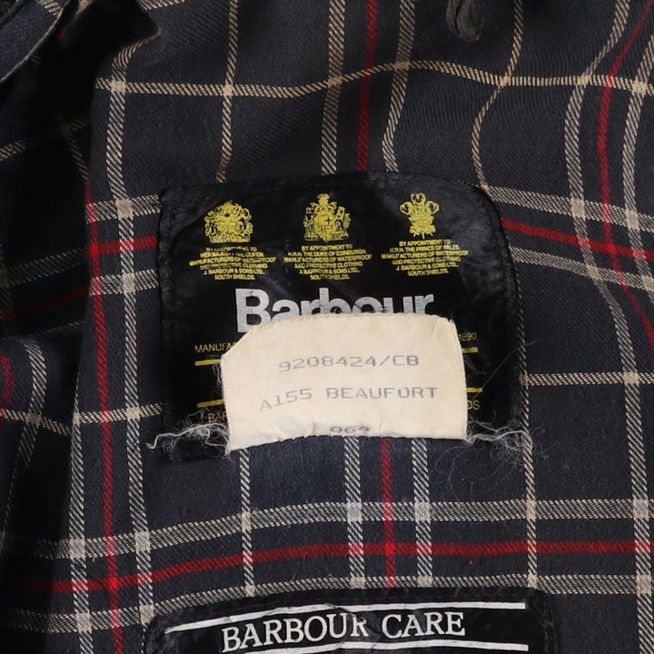 Vintage 1980s-1990'S Barbour Beaufort 3 Warrant Oiled Hunting Jacket, Made in England, C38, Men's Size Medium cotton navy blue type Vintage Second Hand