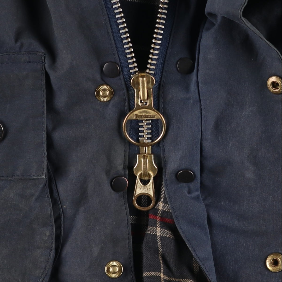 Vintage 1980s-1990'S Barbour Beaufort 3 Warrant Oiled Hunting Jacket, Made in England, C38, Men's Size Medium cotton navy blue type Vintage Second Hand