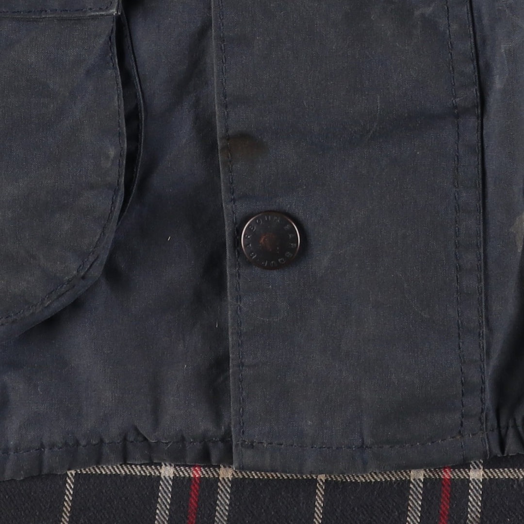 Vintage 1980s-1990'S Barbour Beaufort 3 Warrant Oiled Hunting Jacket, Made in England, C38, Men's Size Medium cotton navy blue type Vintage Second Hand