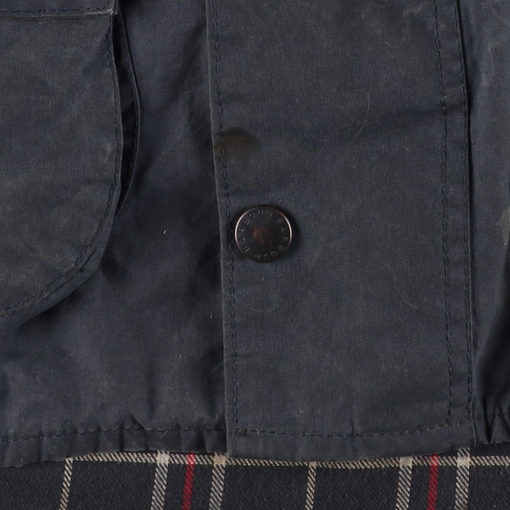 Vintage 1980s-1990'S Barbour Beaufort 3 Warrant Oiled Hunting Jacket, Made in England, C38, Men's Size Medium cotton navy blue type Vintage Second Hand