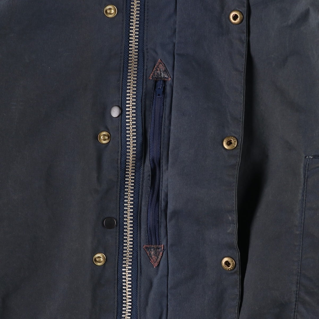 Vintage 1980s-1990'S Barbour Beaufort 3 Warrant Oiled Hunting Jacket, Made in England, C38, Men's Size Medium cotton navy blue type Vintage Second Hand