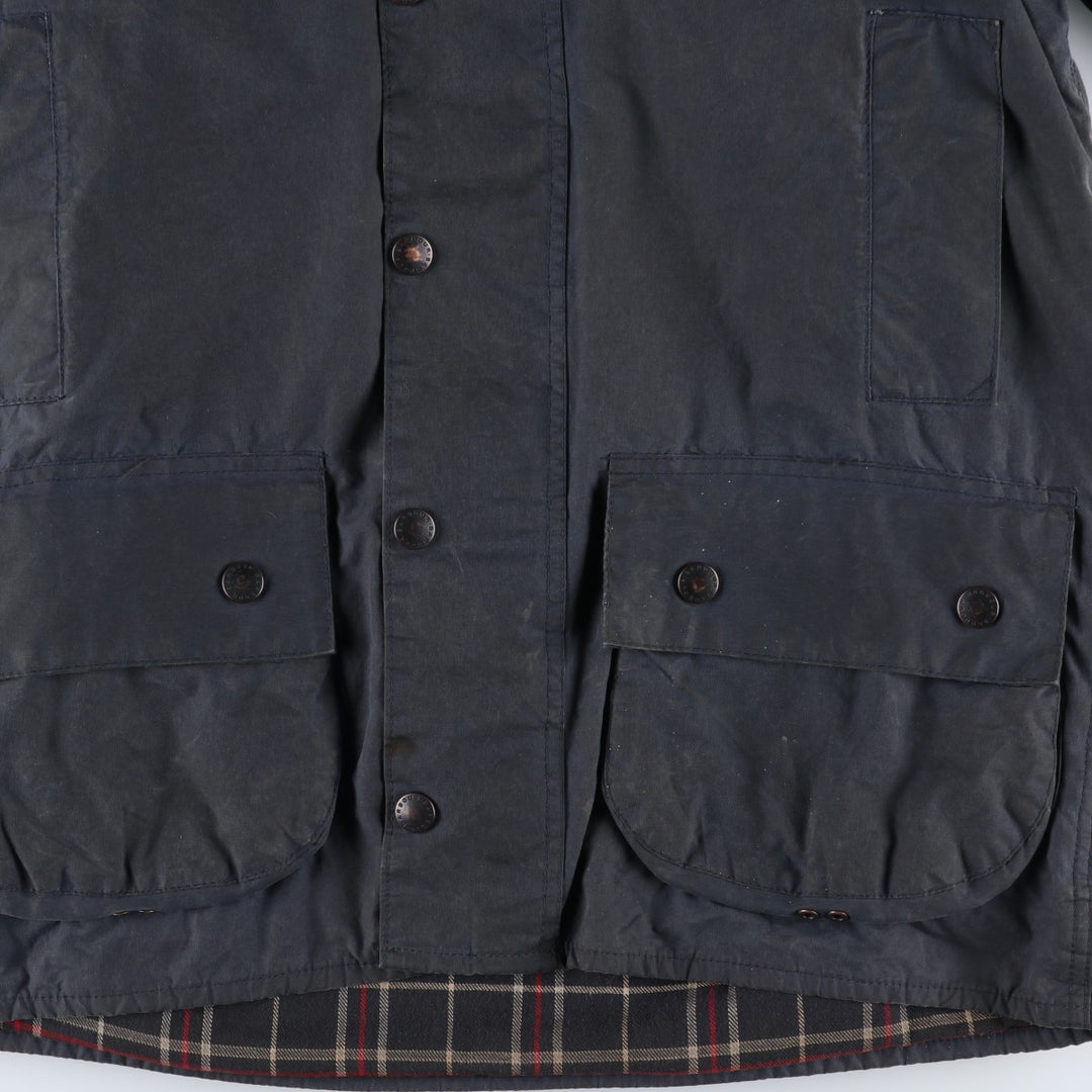 Vintage 1980s-1990'S Barbour Beaufort 3 Warrant Oiled Hunting Jacket, Made in England, C38, Men's Size Medium cotton navy blue type Vintage Second Hand