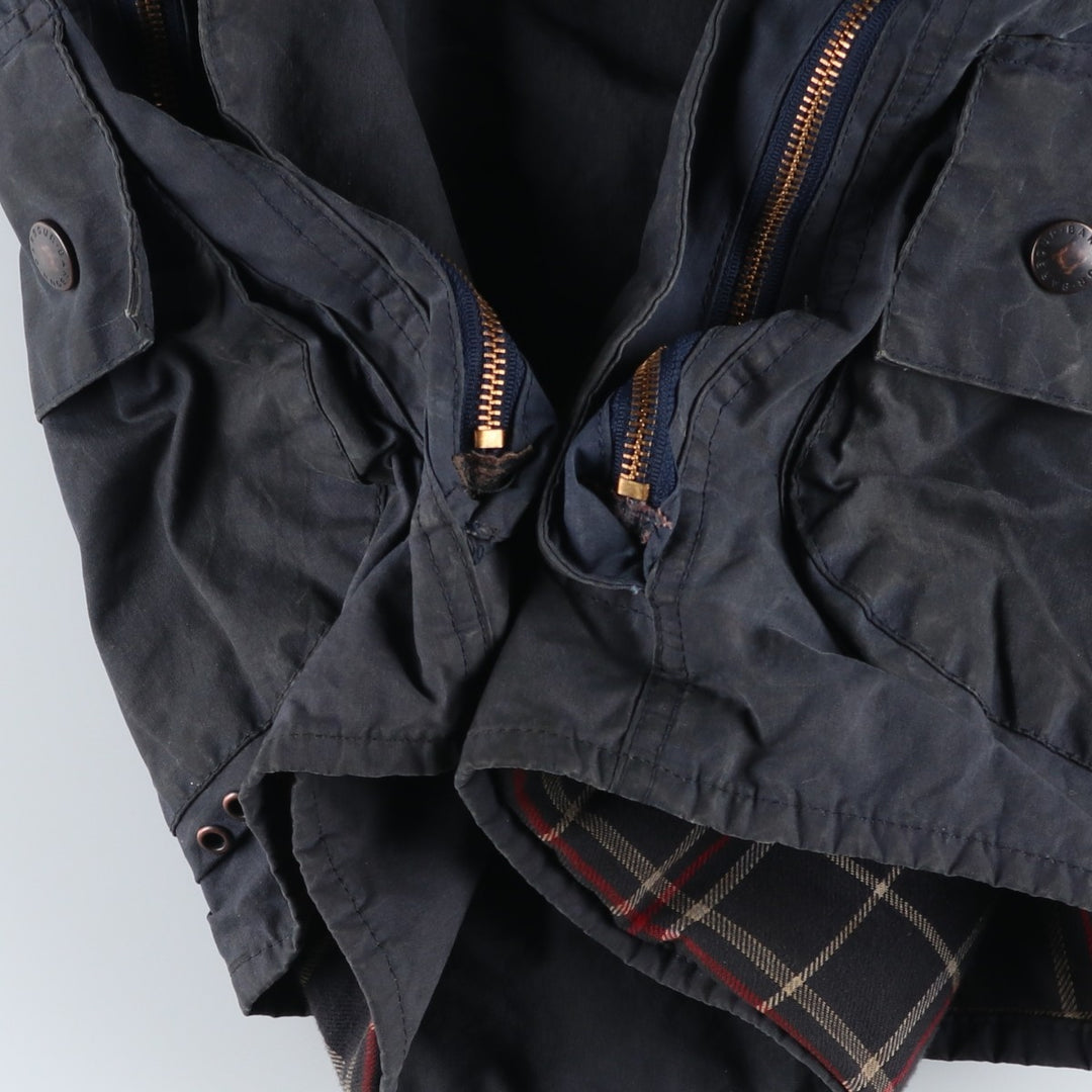 Vintage 1980s-1990'S Barbour Beaufort 3 Warrant Oiled Hunting Jacket, Made in England, C38, Men's Size Medium cotton navy blue type Vintage Second Hand