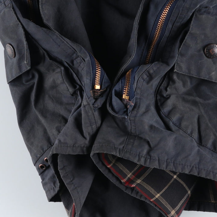 Vintage 1980s-1990'S Barbour Beaufort 3 Warrant Oiled Hunting Jacket, Made in England, C38, Men's Size Medium cotton navy blue type Vintage Second Hand