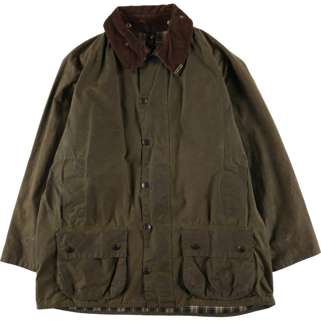 1980s-1990'S Barbour Beaufort 3-Warrant Badged Oiled Hunting Jacket, Made in the UK, C46, Men's XL cotton Khaki type Vintage Second Hand