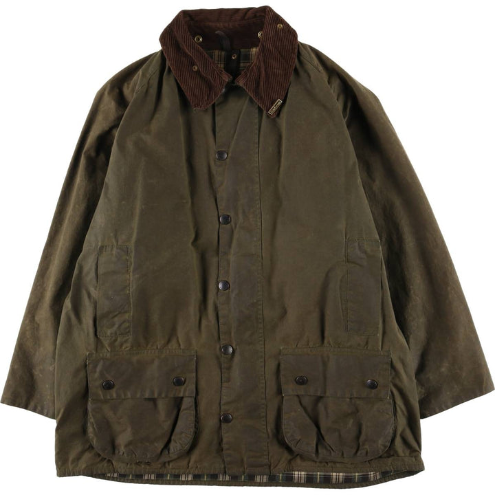 1980s-1990'S Barbour Beaufort 3-Warrant Badged Oiled Hunting Jacket, Made in the UK, C46, Men's XL cotton Khaki type Vintage Second Hand