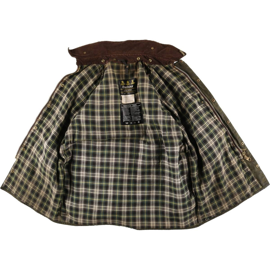 1980s-1990'S Barbour Beaufort 3-Warrant Badged Oiled Hunting Jacket, Made in the UK, C46, Men's XL cotton Khaki type Vintage Second Hand