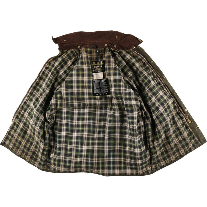 1980s-1990'S Barbour Beaufort 3-Warrant Badged Oiled Hunting Jacket, Made in the UK, C46, Men's XL cotton Khaki type Vintage Second Hand