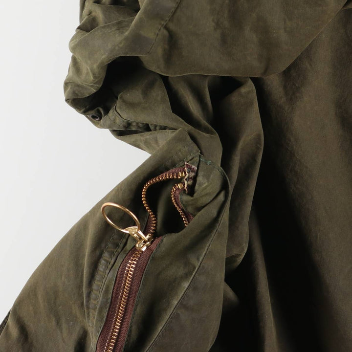 1980s-1990'S Barbour Beaufort 3-Warrant Badged Oiled Hunting Jacket, Made in the UK, C46, Men's XL cotton Khaki type Vintage Second Hand