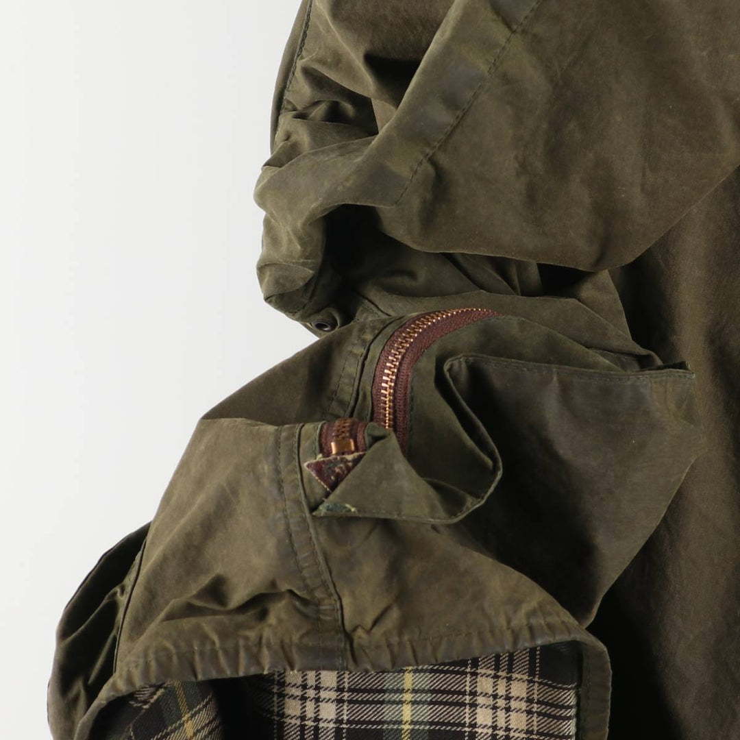 1980s-1990'S Barbour Beaufort 3-Warrant Badged Oiled Hunting Jacket, Made in the UK, C46, Men's XL cotton Khaki type Vintage Second Hand