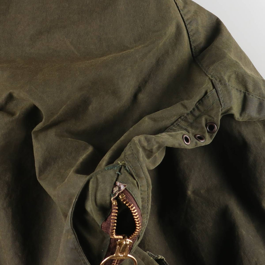 1980s-1990'S Barbour Beaufort 3-Warrant Badged Oiled Hunting Jacket, Made in the UK, C46, Men's XL cotton Khaki type Vintage Second Hand