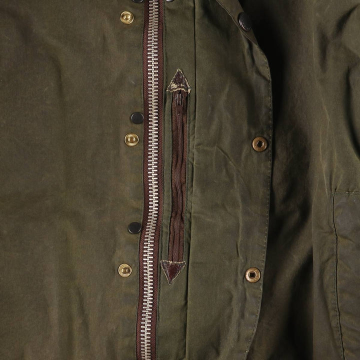 1980s-1990'S Barbour Beaufort 3-Warrant Badged Oiled Hunting Jacket, Made in the UK, C46, Men's XL cotton Khaki type Vintage Second Hand
