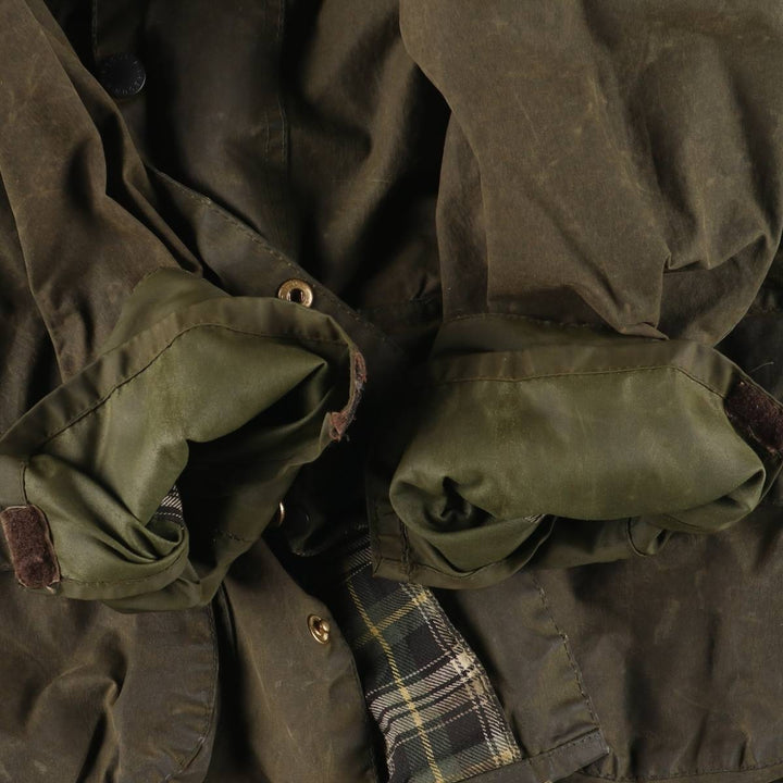 1980s-1990'S Barbour Beaufort 3-Warrant Badged Oiled Hunting Jacket, Made in the UK, C46, Men's XL cotton Khaki type Vintage Second Hand