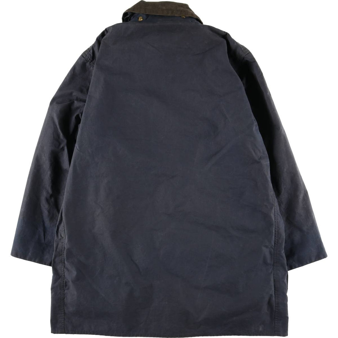 1990'S Barbour BORDER (formerly 3 Warrant) waxed cotton oiled jacket, Made in England, C42, Men's L unclear navy blue type Vintage Second Hand