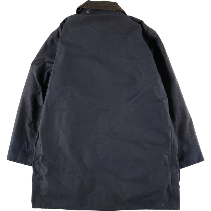 1990'S Barbour BORDER (formerly 3 Warrant) waxed cotton oiled jacket, Made in England, C42, Men's L unclear navy blue type Vintage Second Hand