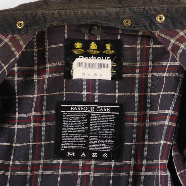 1990'S Barbour BORDER (formerly 3 Warrant) waxed cotton oiled jacket, Made in England, C42, Men's L unclear navy blue type Vintage Second Hand