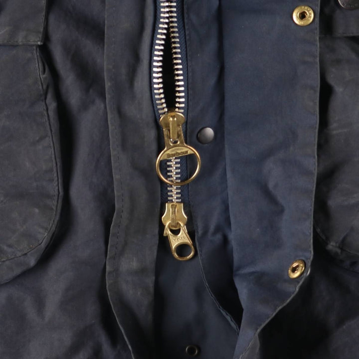 1990'S Barbour BORDER (formerly 3 Warrant) waxed cotton oiled jacket, Made in England, C42, Men's L unclear navy blue type Vintage Second Hand