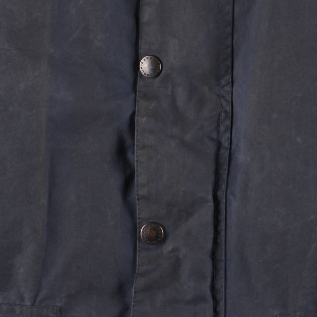 1990'S Barbour BORDER (formerly 3 Warrant) waxed cotton oiled jacket, Made in England, C42, Men's L unclear navy blue type Vintage Second Hand