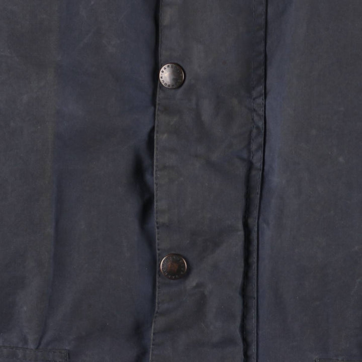 1990'S Barbour BORDER (formerly 3 Warrant) waxed cotton oiled jacket, Made in England, C42, Men's L unclear navy blue type Vintage Second Hand