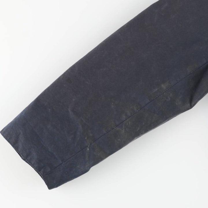 1990'S Barbour BORDER (formerly 3 Warrant) waxed cotton oiled jacket, Made in England, C42, Men's L unclear navy blue type Vintage Second Hand