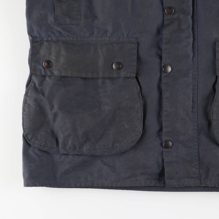 1990'S Barbour BORDER (formerly 3 Warrant) waxed cotton oiled jacket, Made in England, C42, Men's L unclear navy blue type Vintage Second Hand