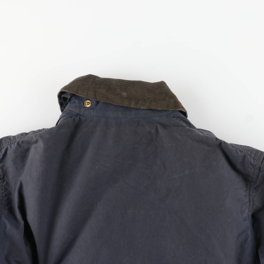 1990'S Barbour BORDER (formerly 3 Warrant) waxed cotton oiled jacket, Made in England, C42, Men's L unclear navy blue type Vintage Second Hand