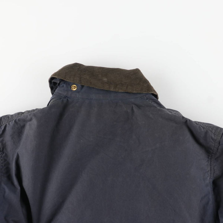 1990'S Barbour BORDER (formerly 3 Warrant) waxed cotton oiled jacket, Made in England, C42, Men's L unclear navy blue type Vintage Second Hand