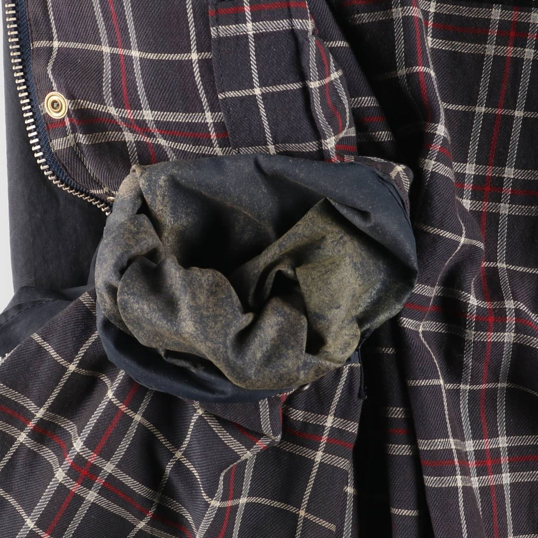 1990'S Barbour BORDER (formerly 3 Warrant) waxed cotton oiled jacket, Made in England, C42, Men's L unclear navy blue type Vintage Second Hand