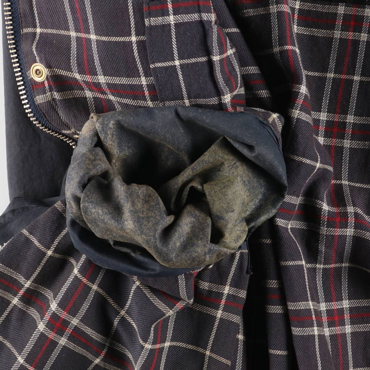1990'S Barbour BORDER (formerly 3 Warrant) waxed cotton oiled jacket, Made in England, C42, Men's L unclear navy blue type Vintage Second Hand