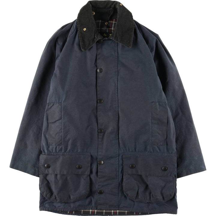 80s-90'S Barbour BEAUFORT 3 Warrant Oiled Hunting Jacket, Made in England, C36, Men's Size Small cotton navy blue type Vintage Second Hand