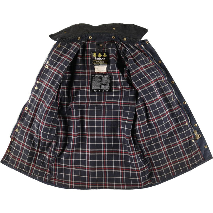 80s-90'S Barbour BEAUFORT 3 Warrant Oiled Hunting Jacket, Made in England, C36, Men's Size Small cotton navy blue type Vintage Second Hand