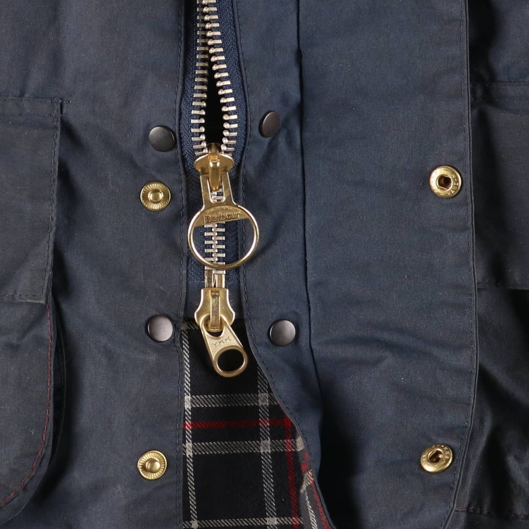 80s-90'S Barbour BEAUFORT 3 Warrant Oiled Hunting Jacket, Made in England, C36, Men's Size Small cotton navy blue type Vintage Second Hand